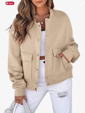 Womens Crop Jacket with Pockets